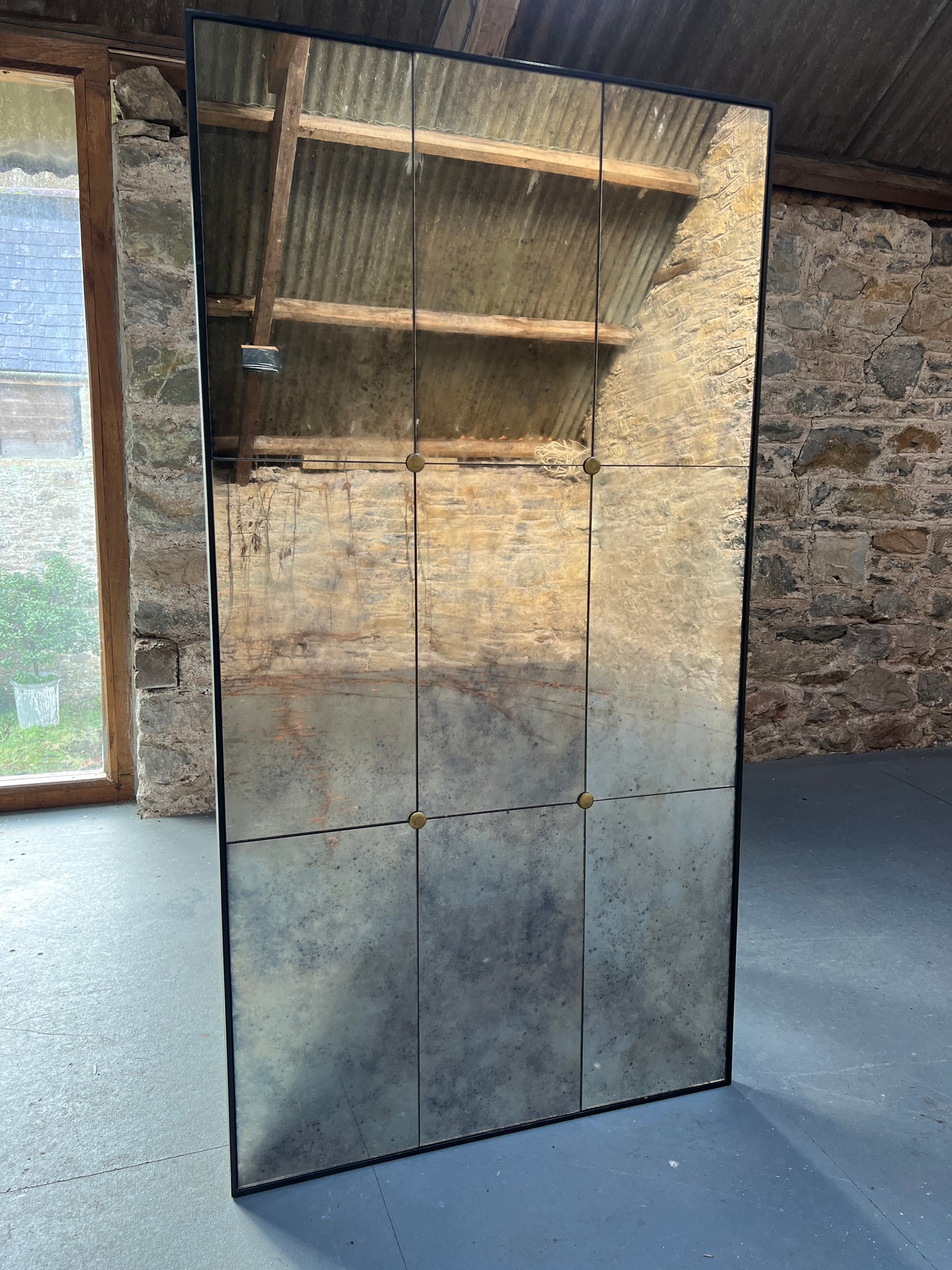 Panelled Vintage mirror with rosettes - 745 x 1400mm