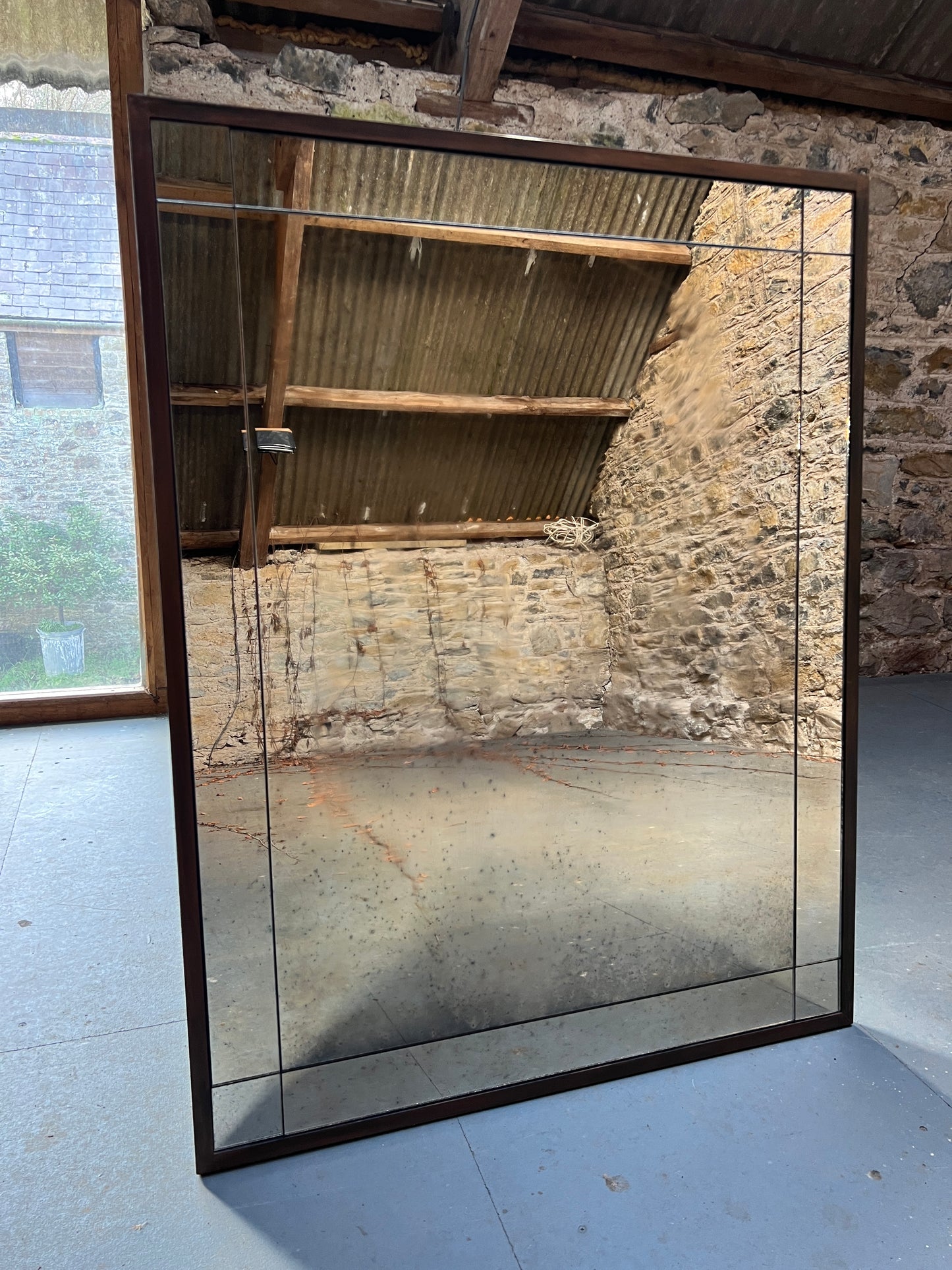 Border panel mirror design in Fox with bronze frame - 897 x 1150mm