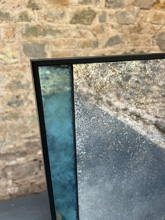 Panelled Mirror with blue detail - 718 x 1240mm