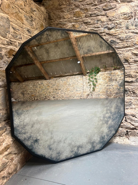 Vintage antiqued mirror dodecahedron - 1170 x 1170mm