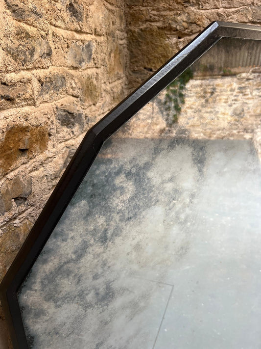 Vintage antiqued mirror dodecahedron - 1170 x 1170mm