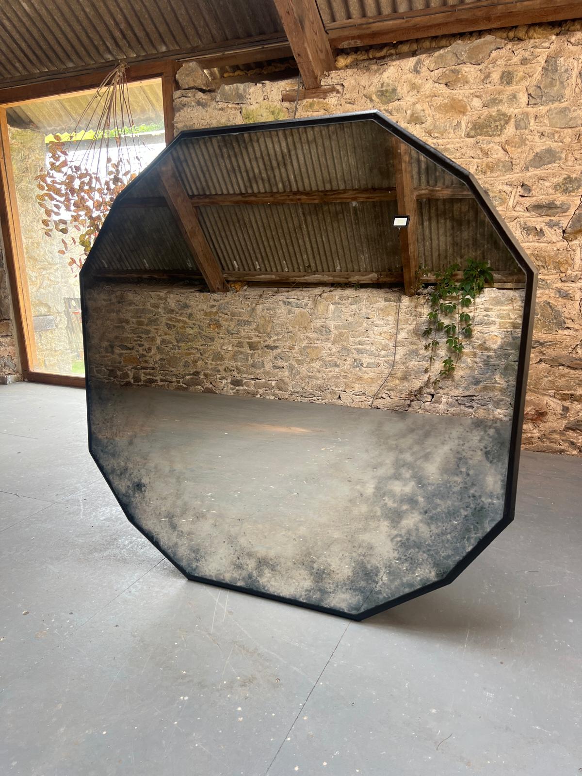 Vintage antiqued mirror dodecahedron - 1170 x 1170mm
