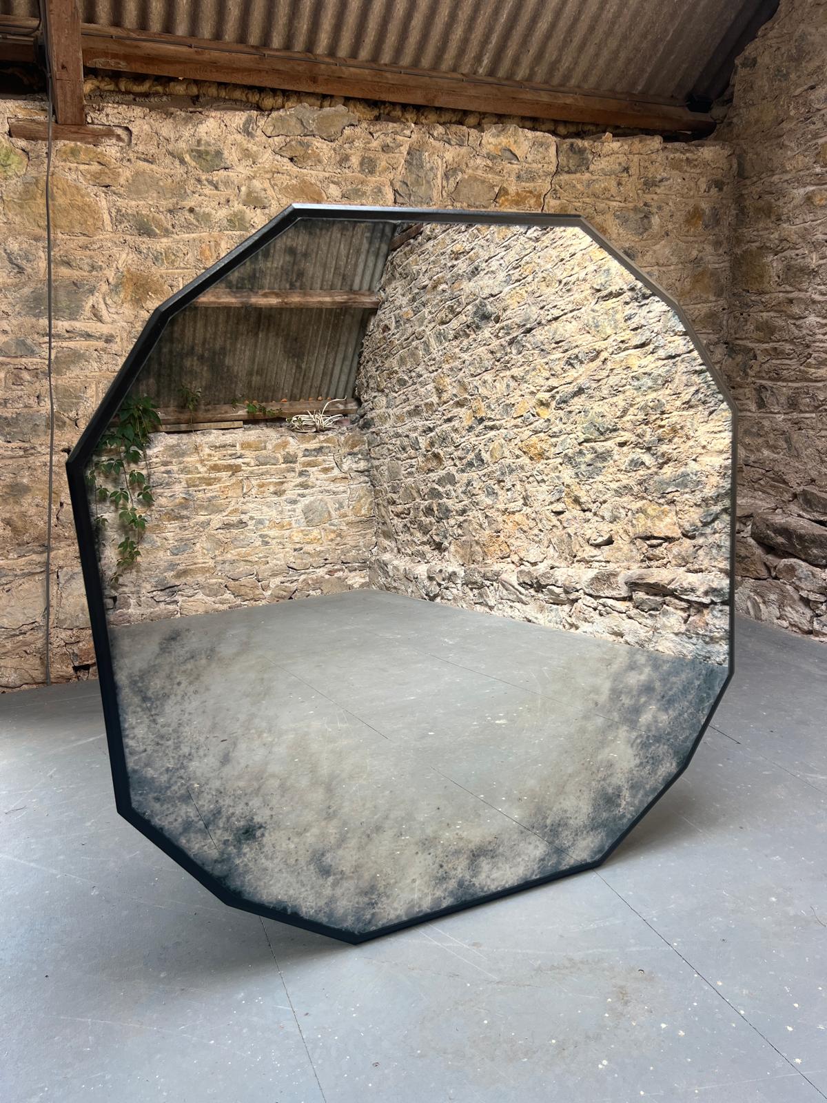 Vintage antiqued mirror dodecahedron - 1170 x 1170mm