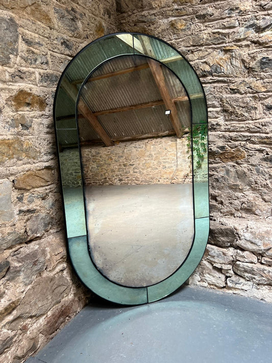 Art Deco green panelled oval  - 720 x 1250mm