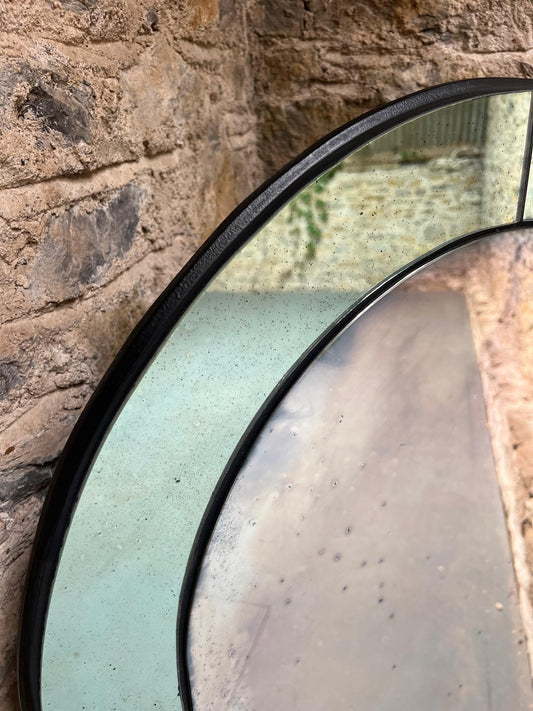 Art Deco green panelled oval  - 720 x 1250mm