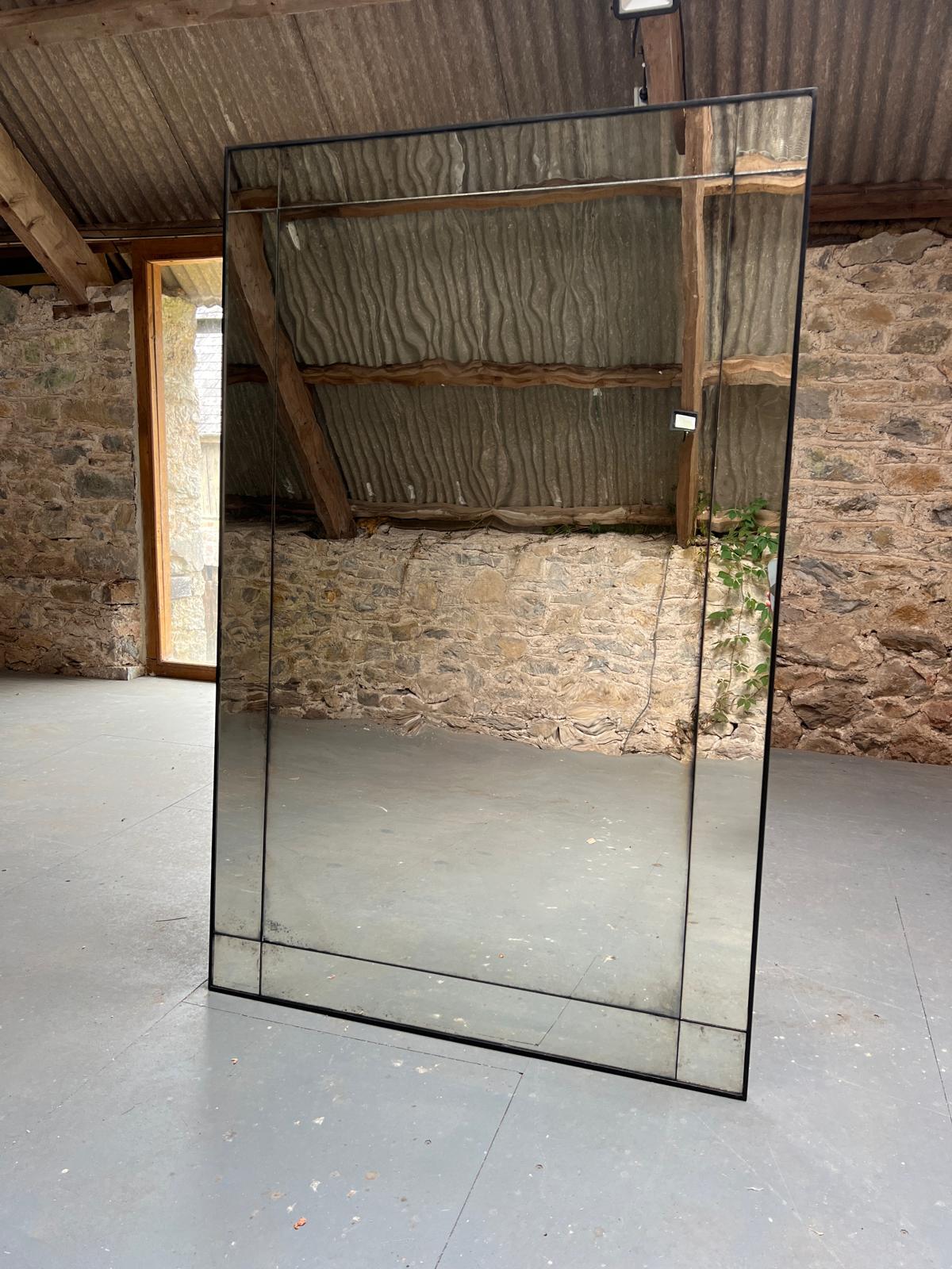 Lightly distressed, large wobble glass mirror - 900 x 1450mm