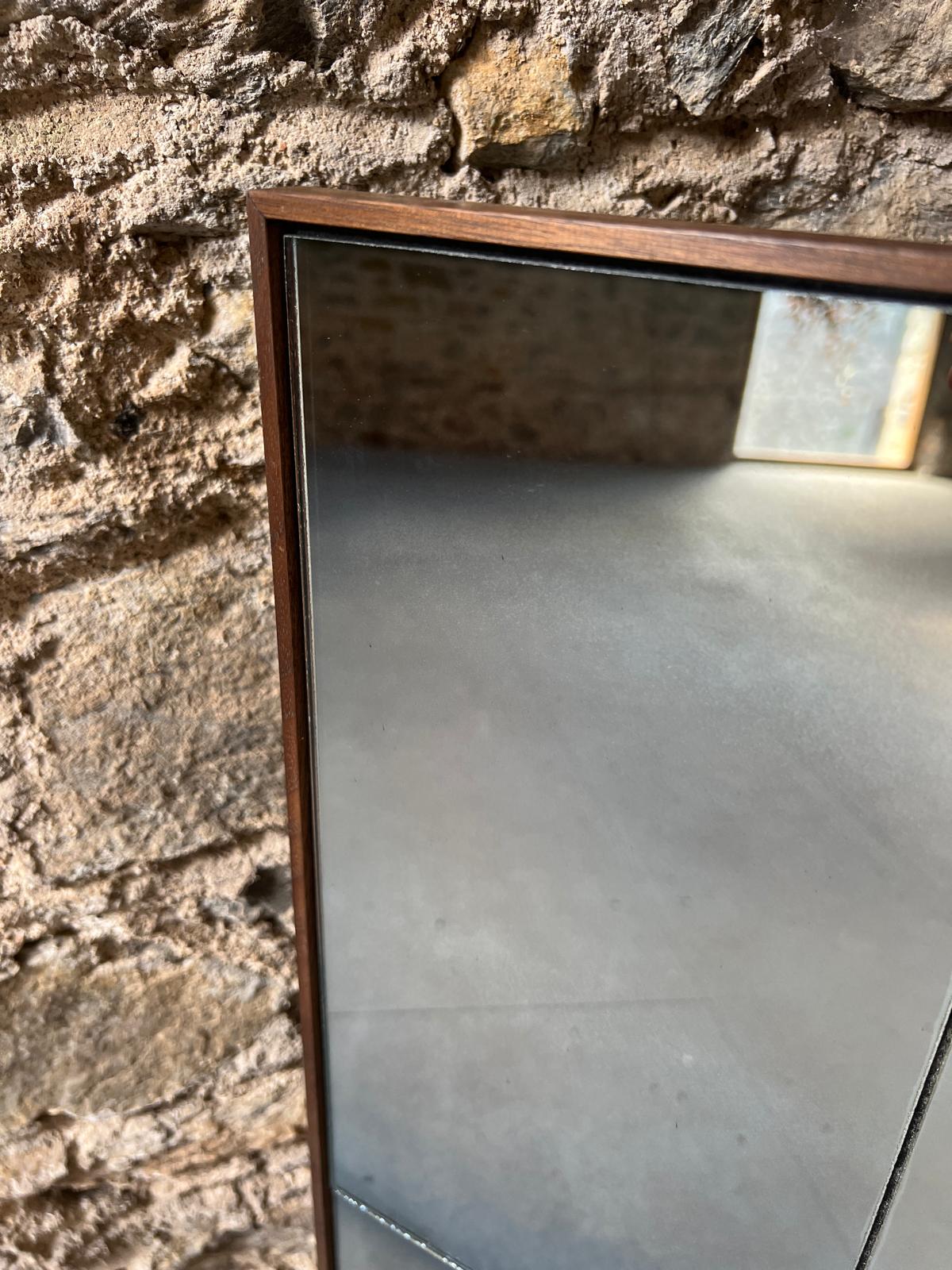 Smoked panelled mirror in walnut frame - 733 x 1050mm