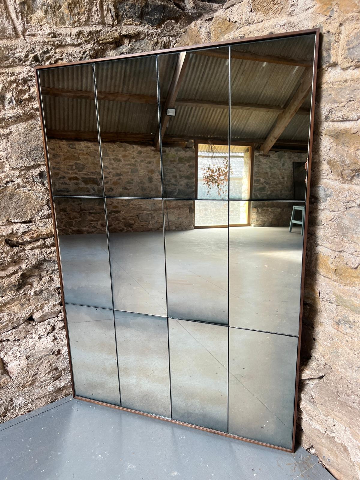 Smoked panelled mirror in walnut frame - 733 x 1050mm