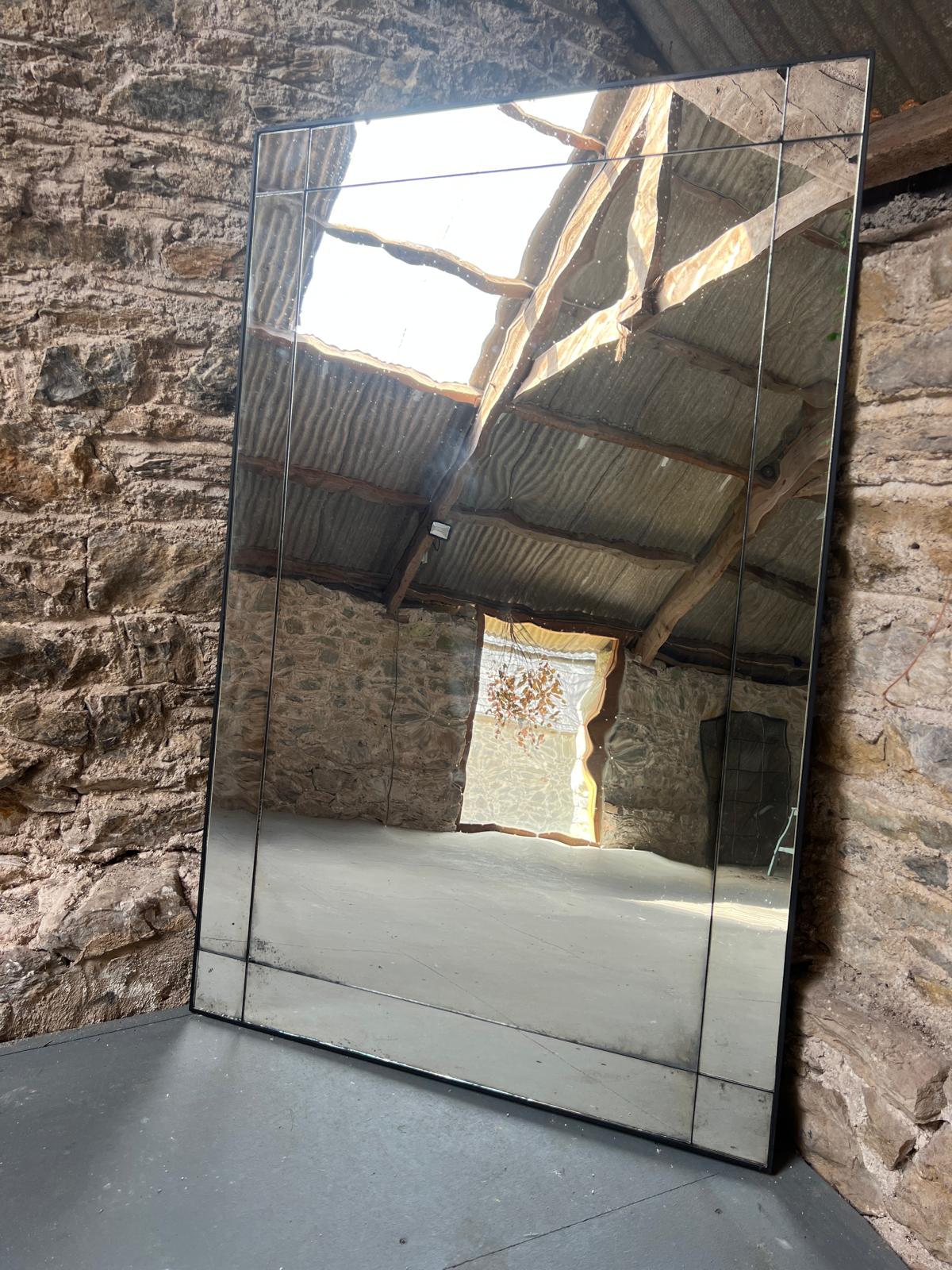 Lightly distressed, large wobble glass mirror - 900 x 1450mm