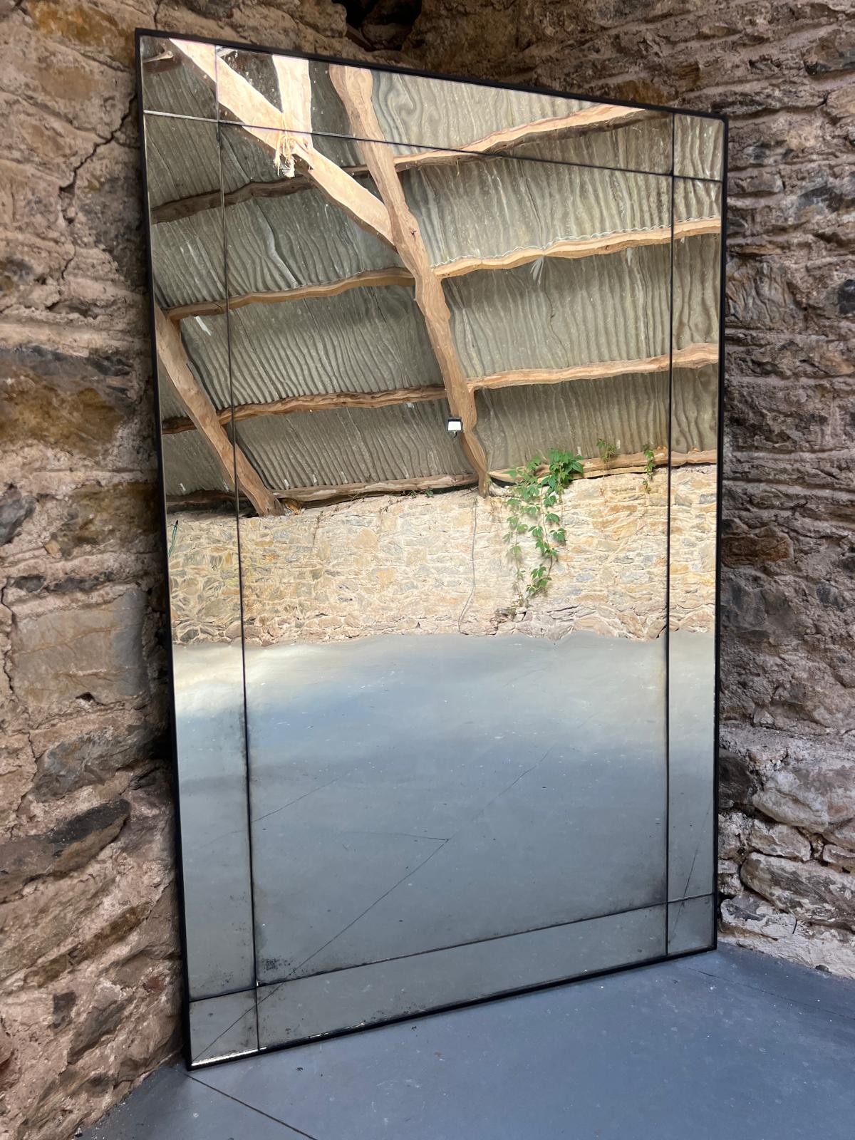 Lightly distressed, large wobble glass mirror - 900 x 1450mm