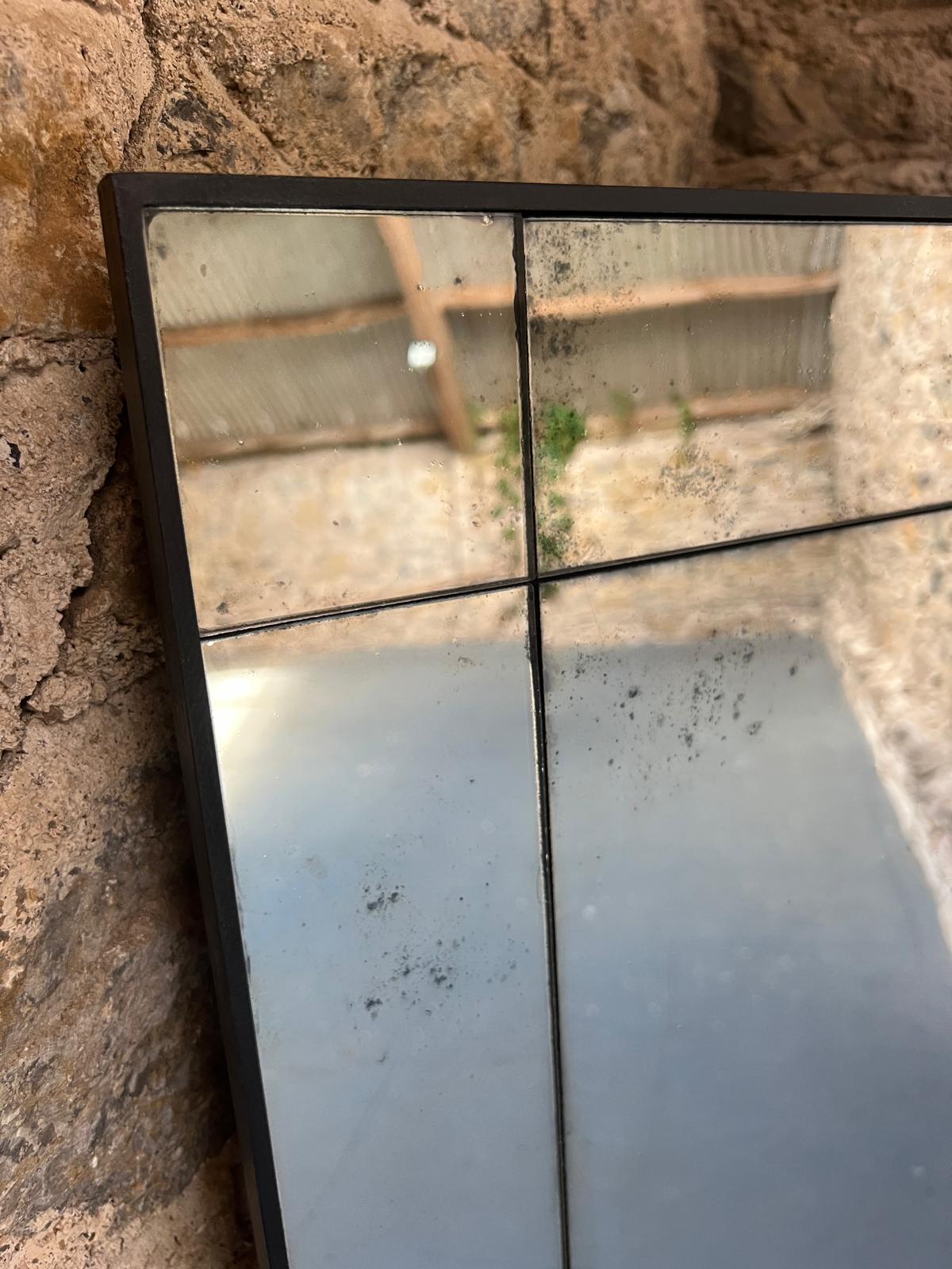 Lightly distressed, large wobble glass mirror - 900 x 1450mm