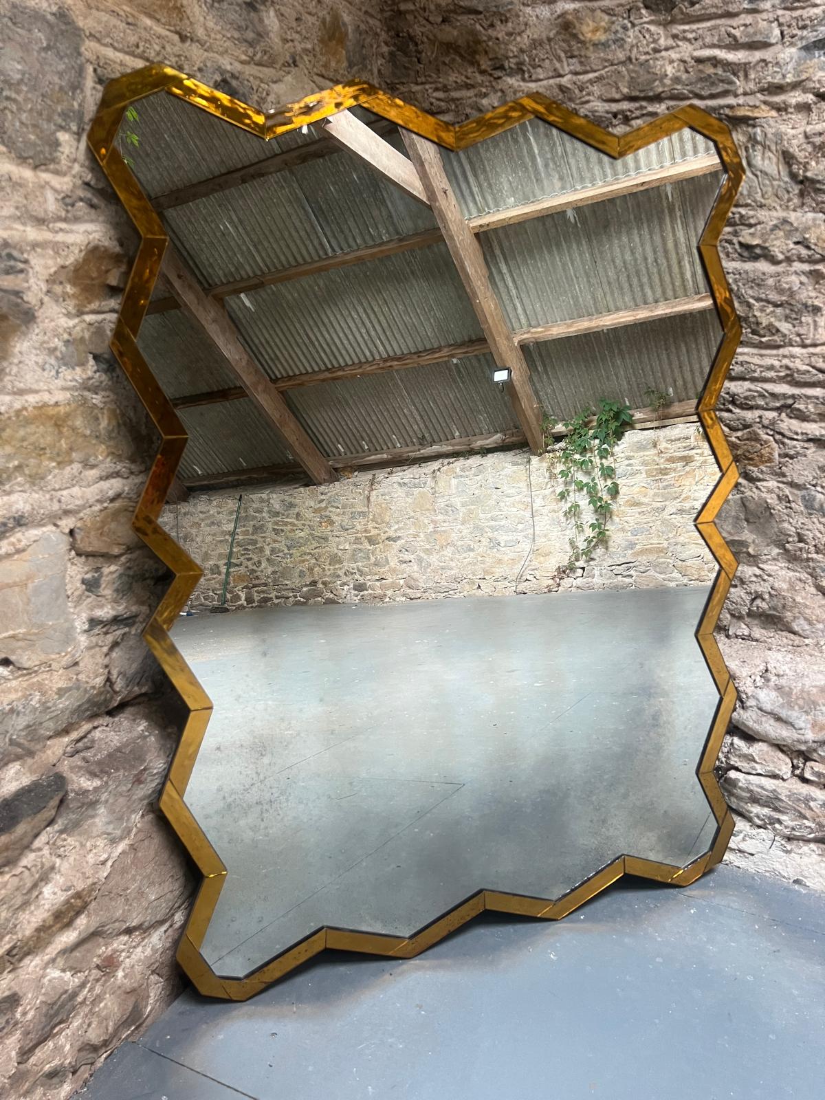Wobbled, water glass, bordered mirror - 920 x 1220mm
