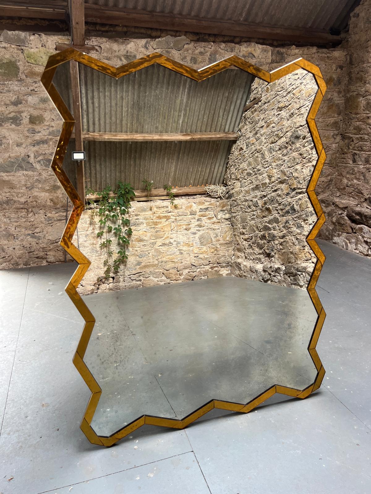 Wobbled, water glass, bordered mirror - 920 x 1220mm