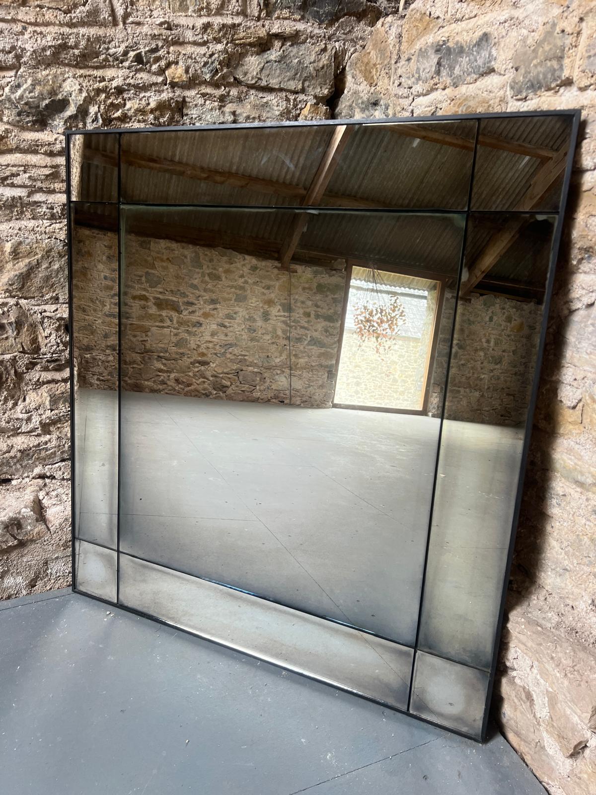 Smoked panelled mirror - 890 x 506mm