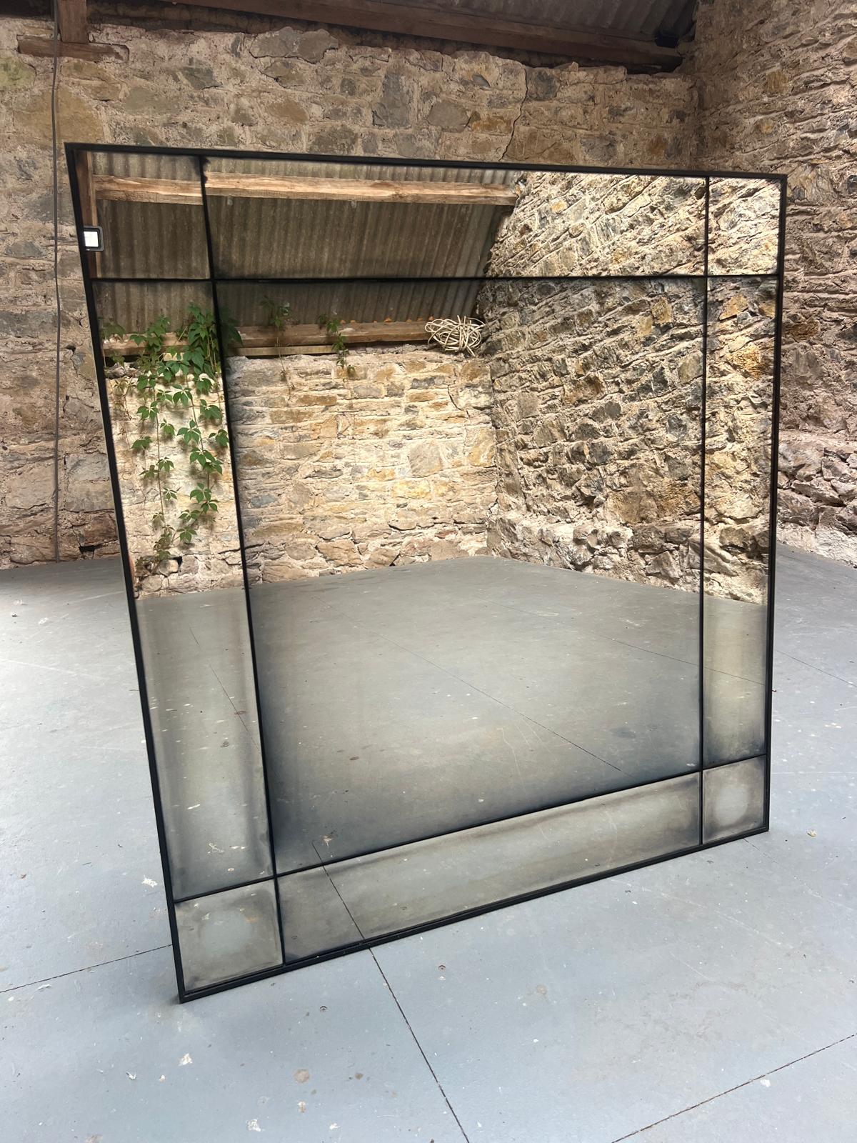 Smoked panelled mirror - 890 x 506mm