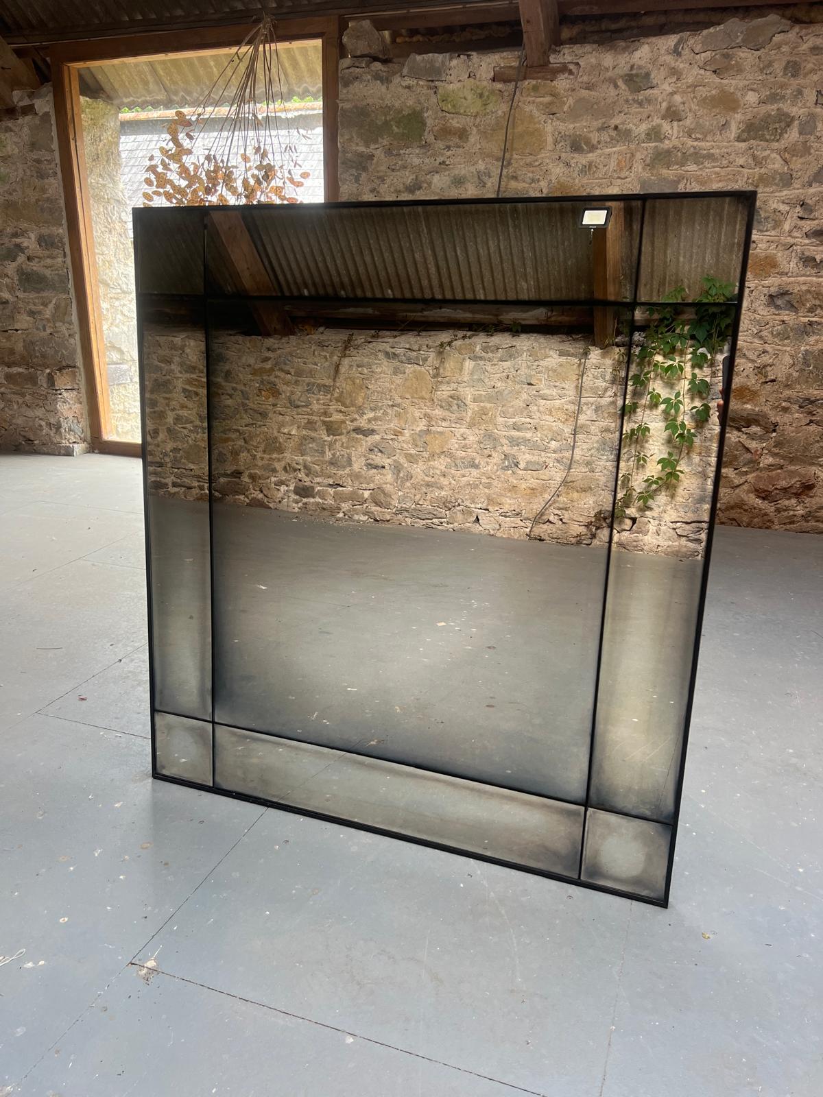 Smoked panelled mirror - 890 x 506mm