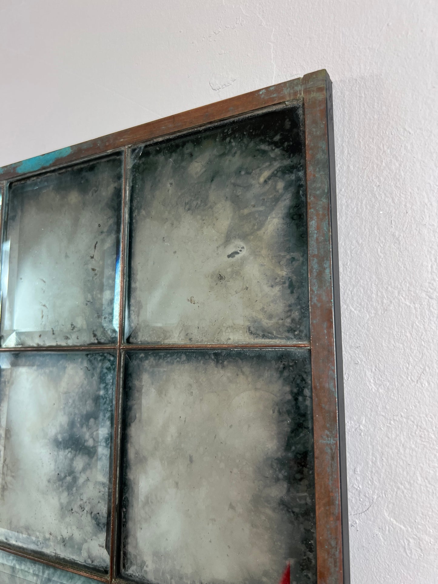 Reclaimed industrial framework, antiqued mirror - 810 x 990mm