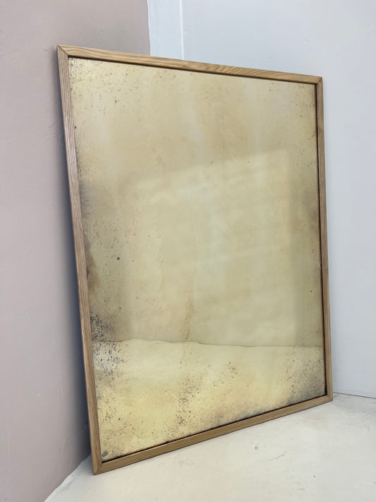 Oak Framed Antiqued Mirror with wobble glass - 770mm x 1020mm