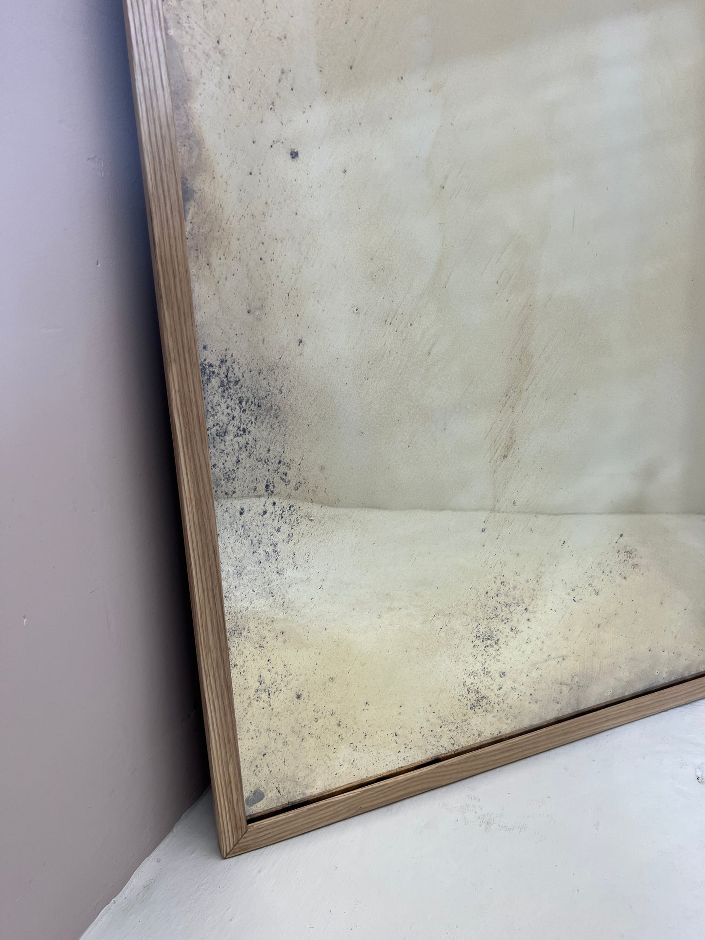 Oak Framed Antiqued Mirror with wobble glass - 770mm x 1020mm