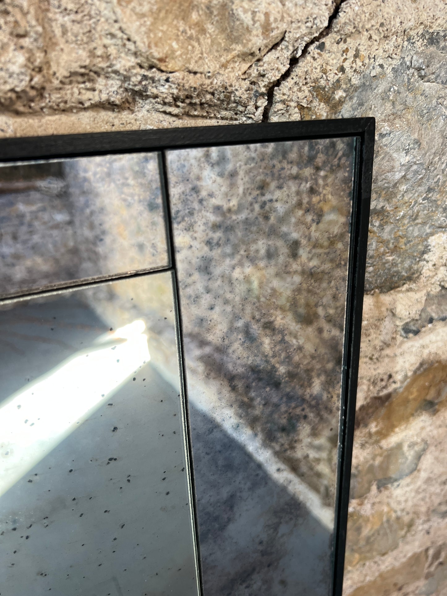 Panelled mixed finish mirror - 506 x 1210mm