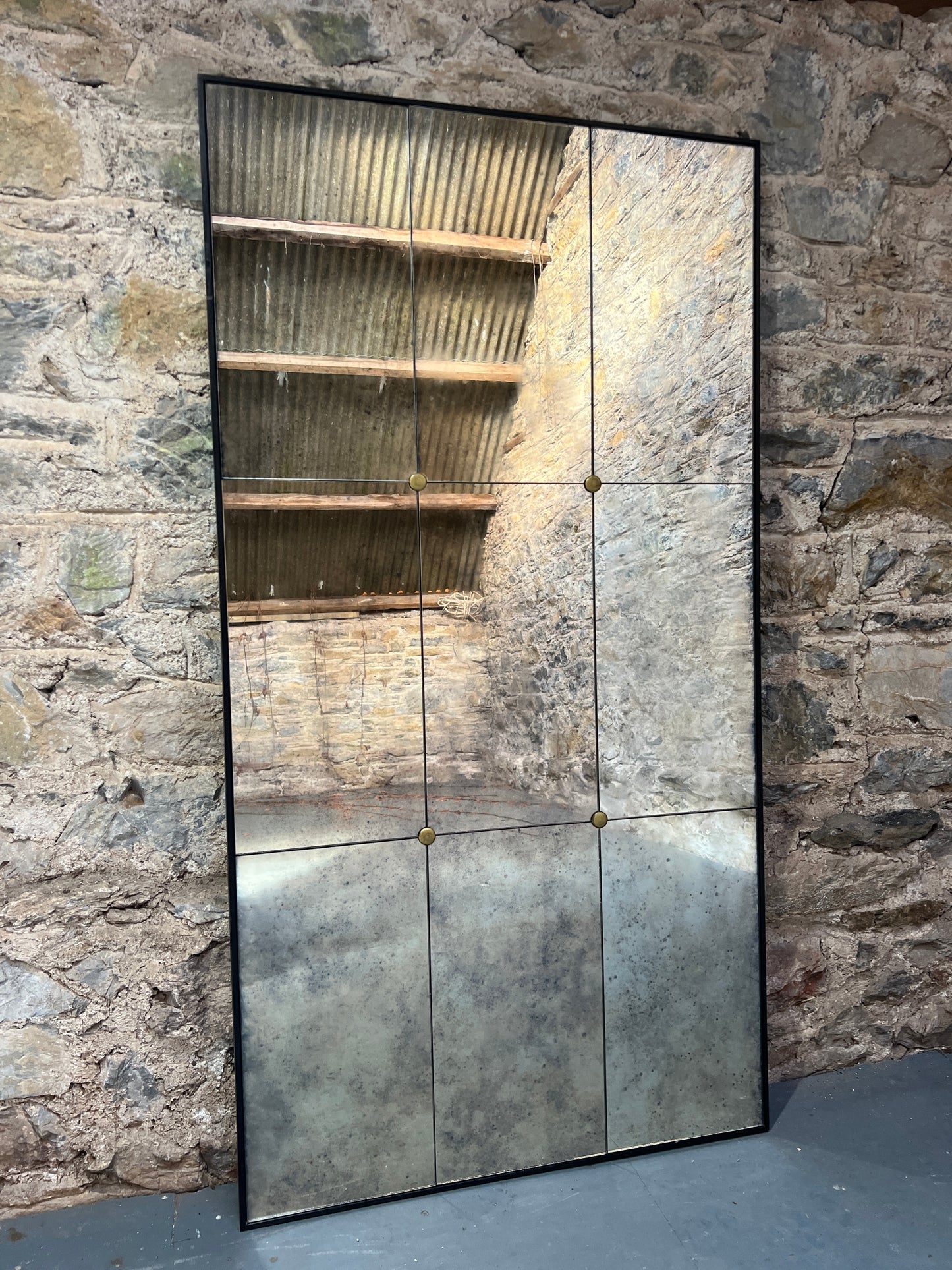 Panelled Vintage mirror with rosettes - 745 x 1400mm