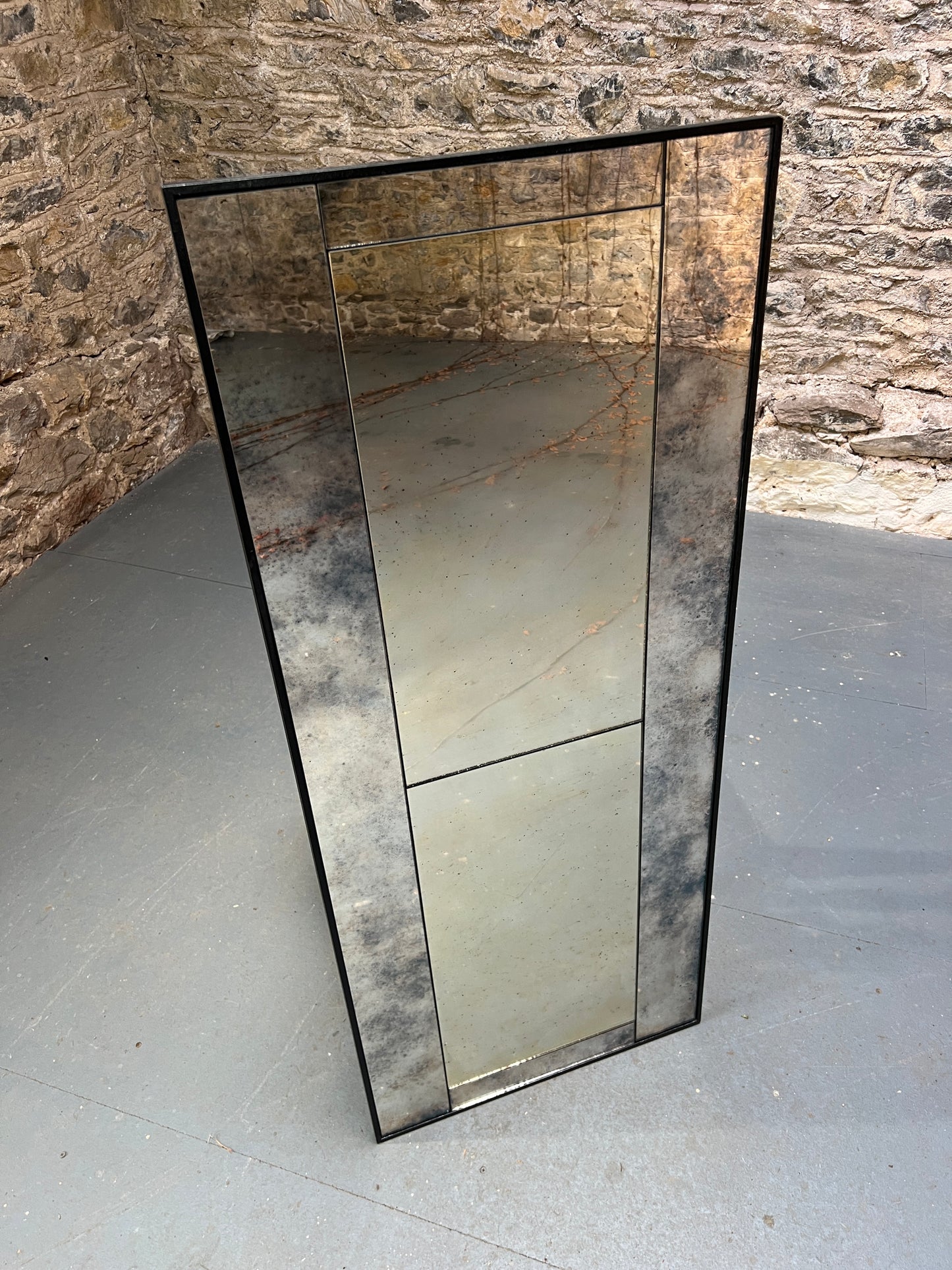 Panelled mixed finish mirror - 506 x 1210mm