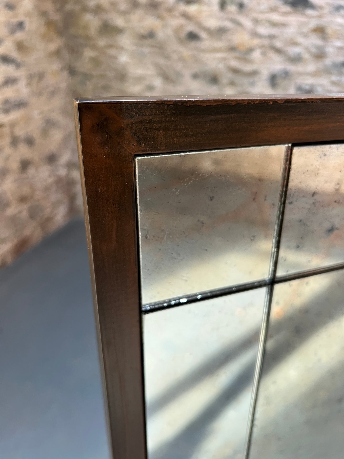 Border panel mirror design in Fox with bronze frame - 897 x 1150mm