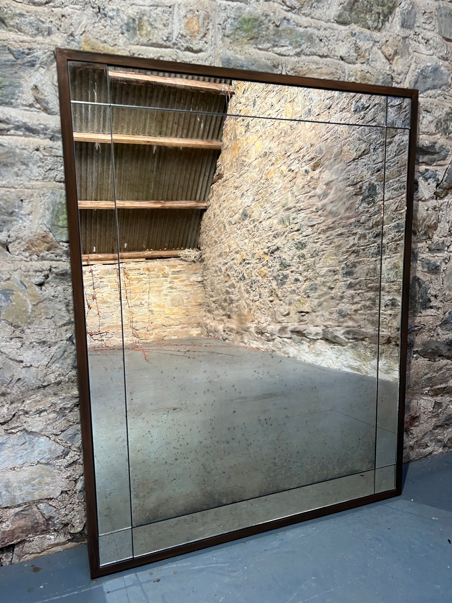 Border panel mirror design in Fox with bronze frame - 897 x 1150mm