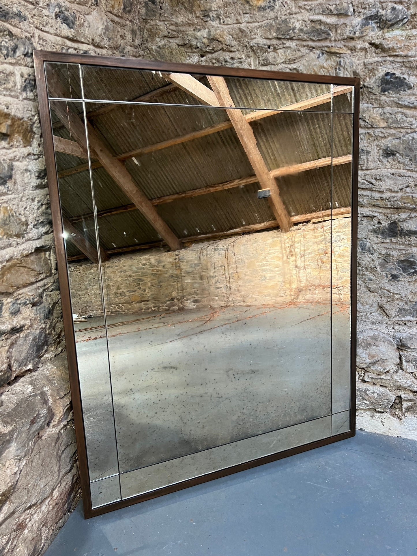Border panel mirror design in Fox with bronze frame - 897 x 1150mm