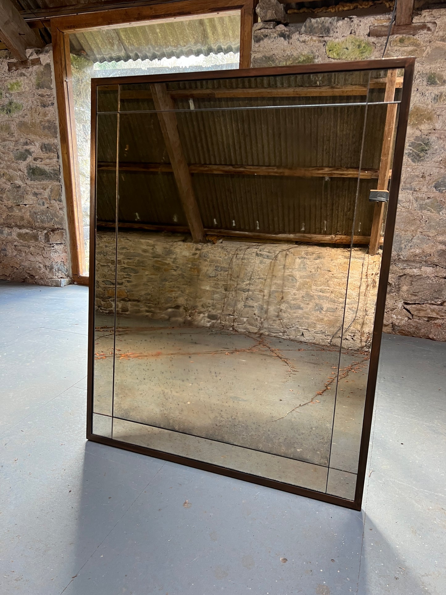 Border panel mirror design in Fox with bronze frame - 897 x 1150mm