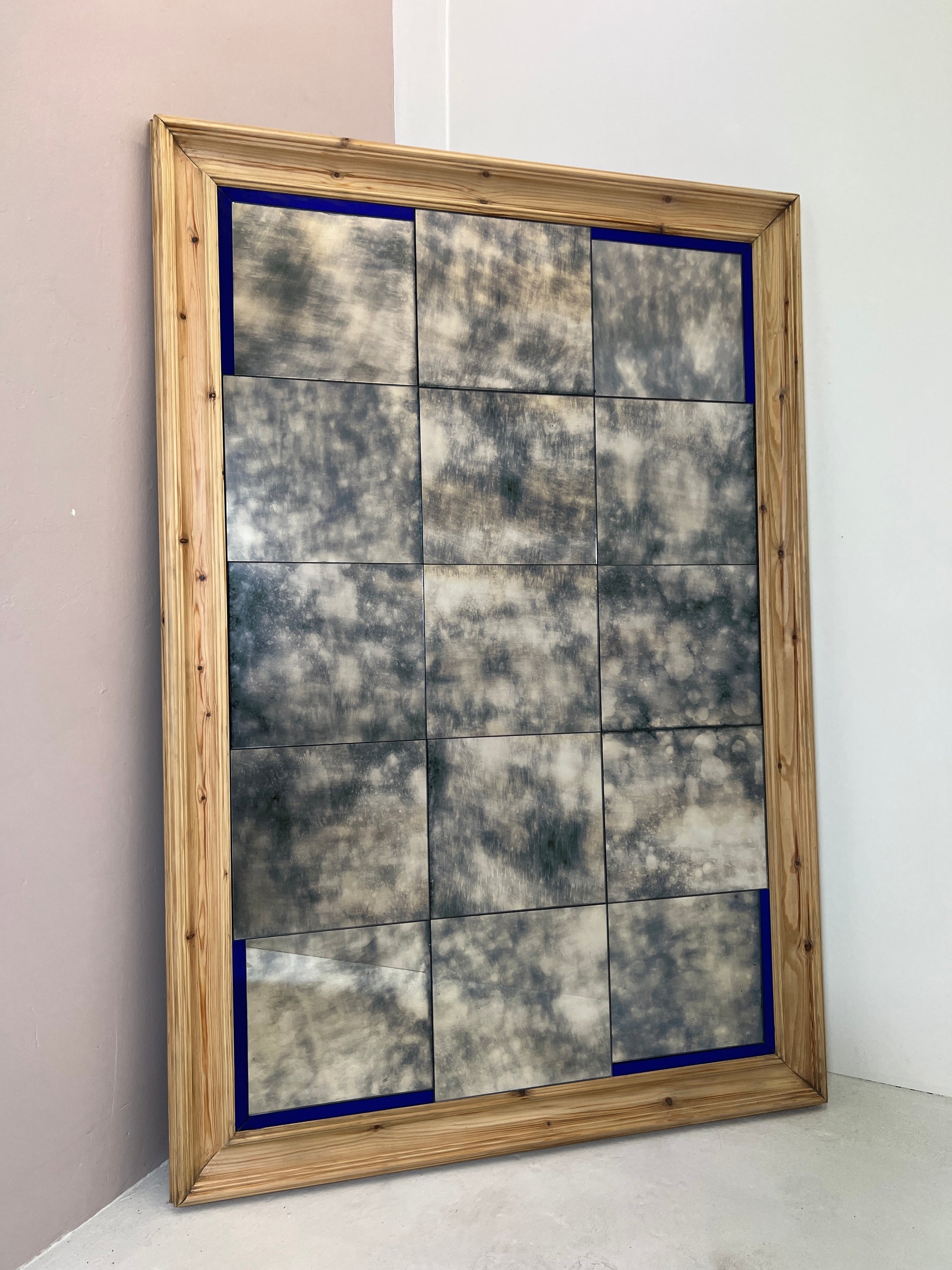 Chunky wooden framed with blue detail - 1010 x 1480mm