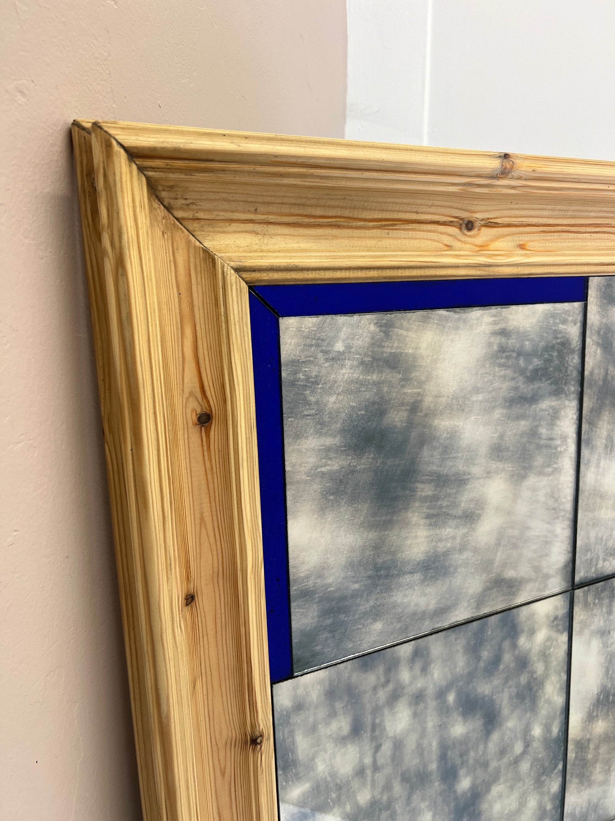 Chunky wooden framed with blue detail - 1010 x 1480mm