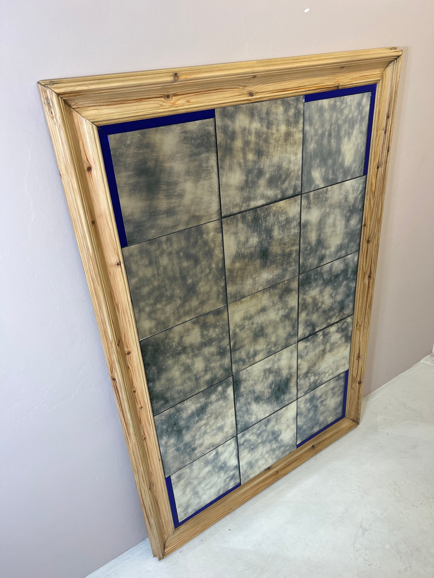 Chunky wooden framed with blue detail - 1010 x 1480mm