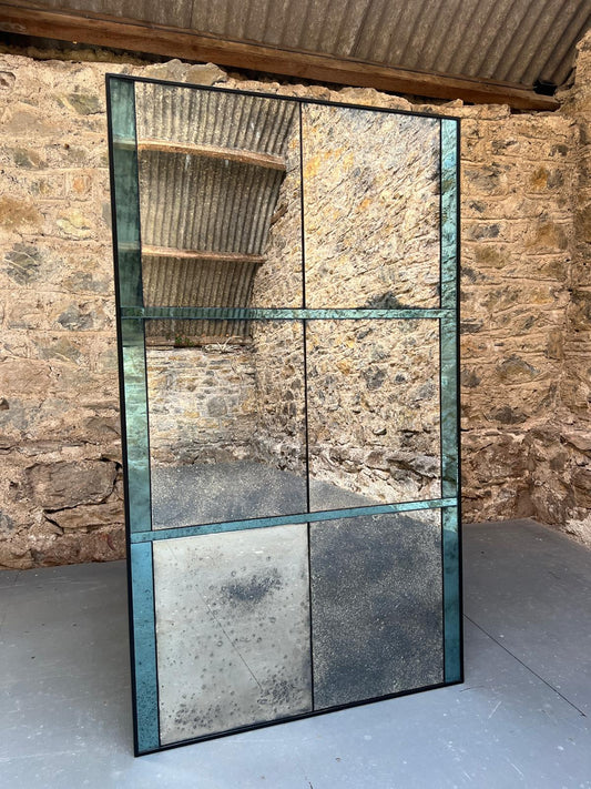 Panelled Mirror with blue detail - 718 x 1240mm