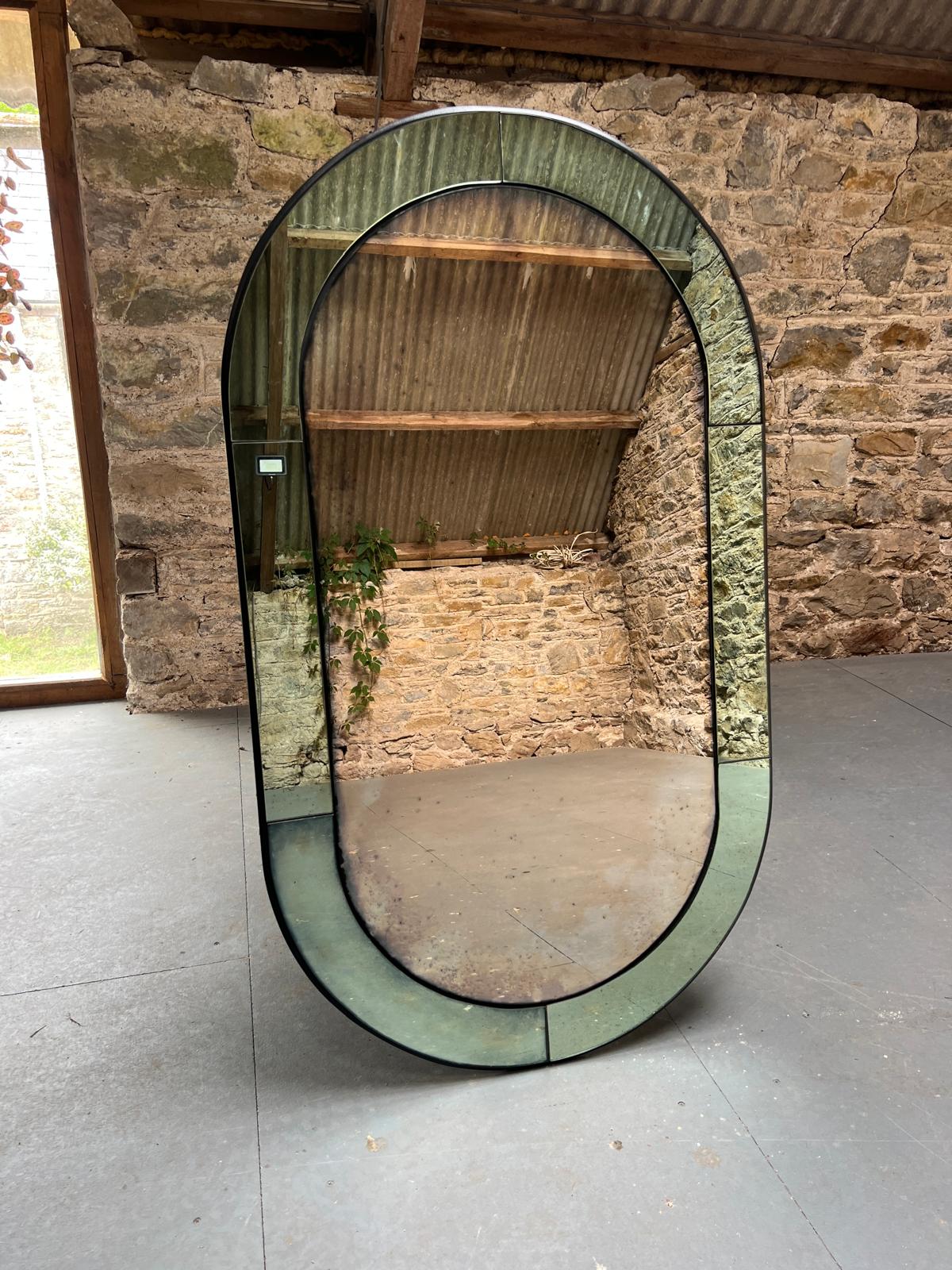 Art Deco green panelled oval  - 720 x 1250mm