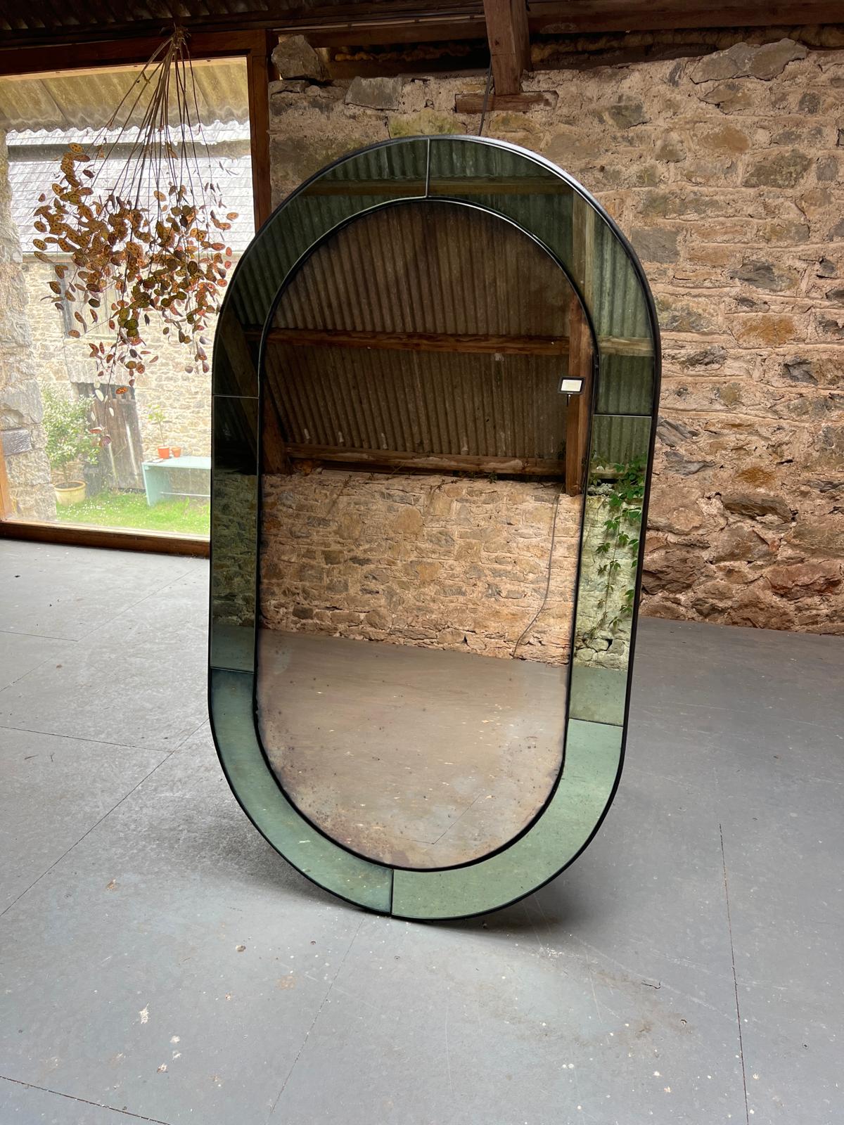 Art Deco green panelled oval  - 720 x 1250mm