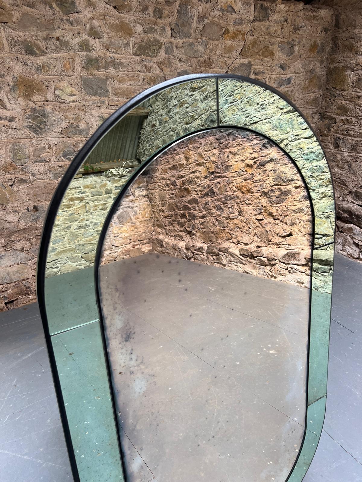 Art Deco green panelled oval  - 720 x 1250mm