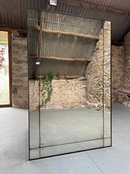 Lightly distressed, large wobble glass mirror - 900 x 1450mm