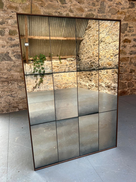 Smoked panelled mirror in walnut frame - 733 x 1050mm