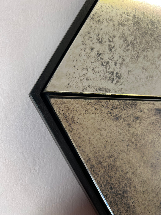 Heavy Mottle hexagon antiqued mirror (small damage) - 763 x 665mm