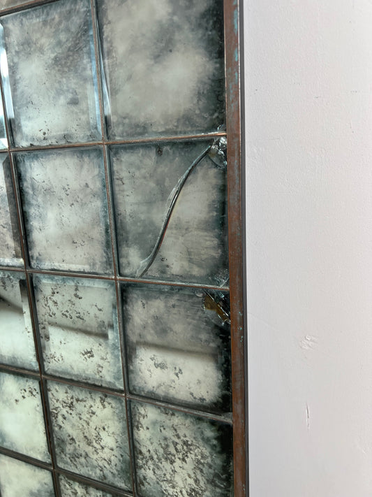 Reclaimed industrial framework, antiqued mirror - 810 x 990mm